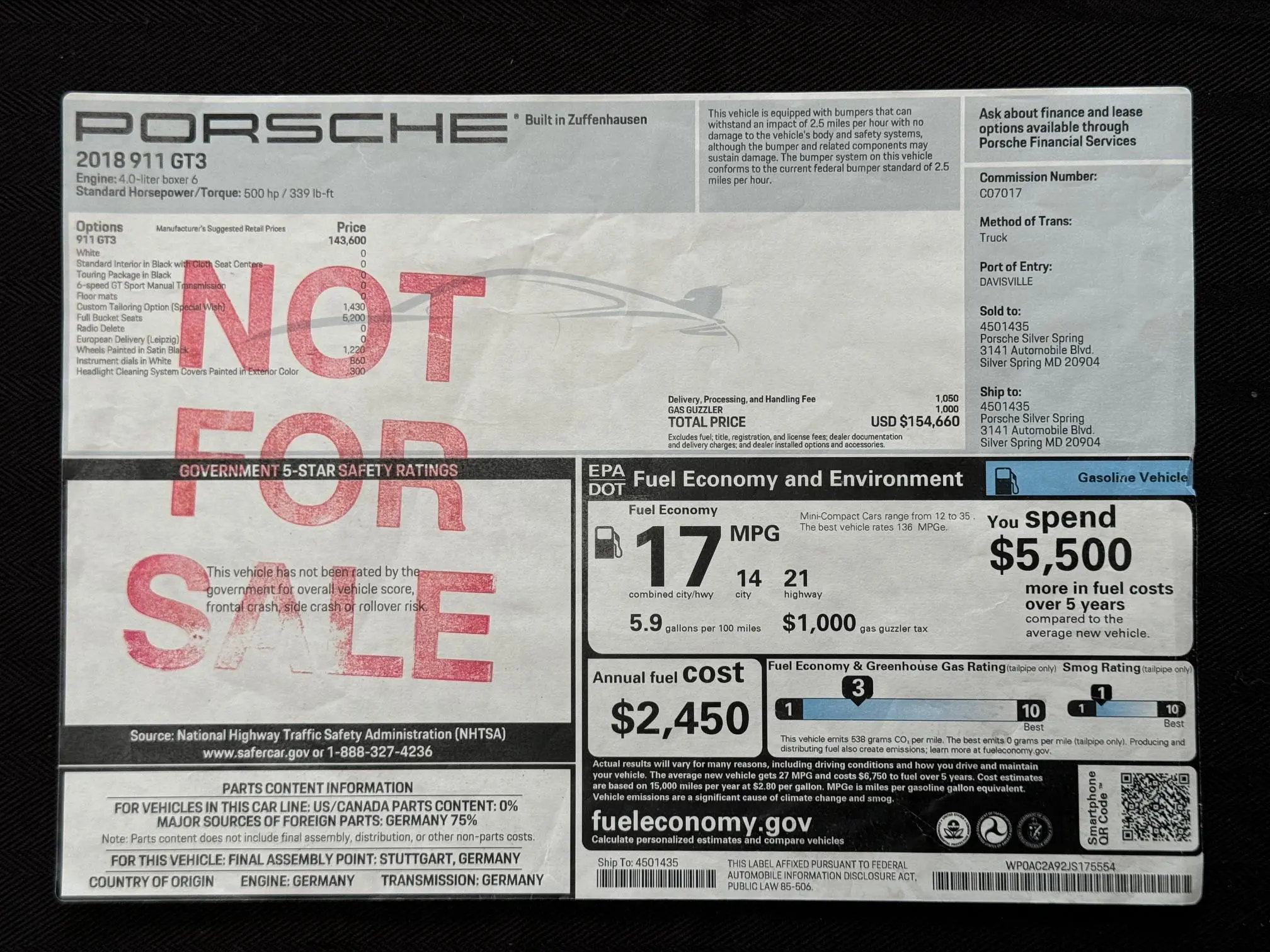 2018 Porsche 911 991.2 GT3 Touring – 13K Miles – 1 Owner